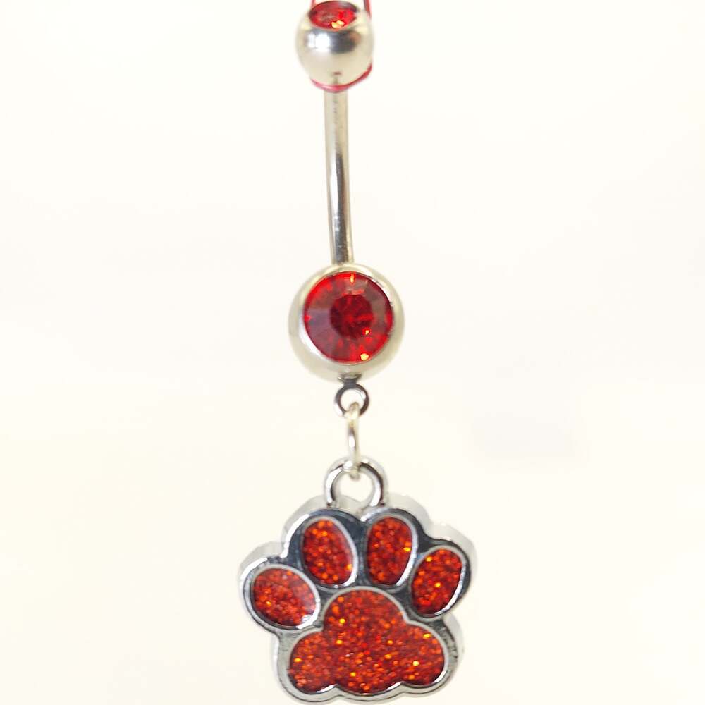 Adorable Opal Paw Print Belly Ring